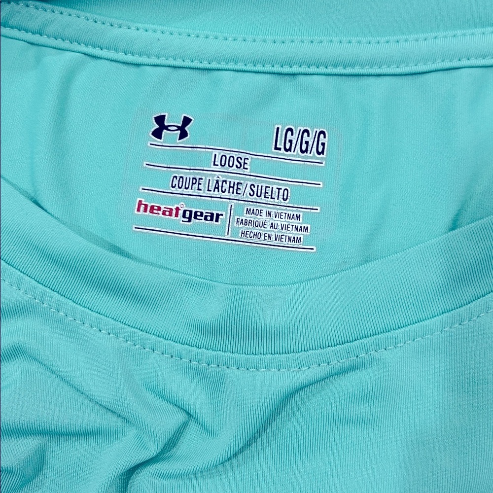 Under Armour Heat Gear Fresh Mint Short Sleeve Tee, Large Loose - Picture 3 of 4